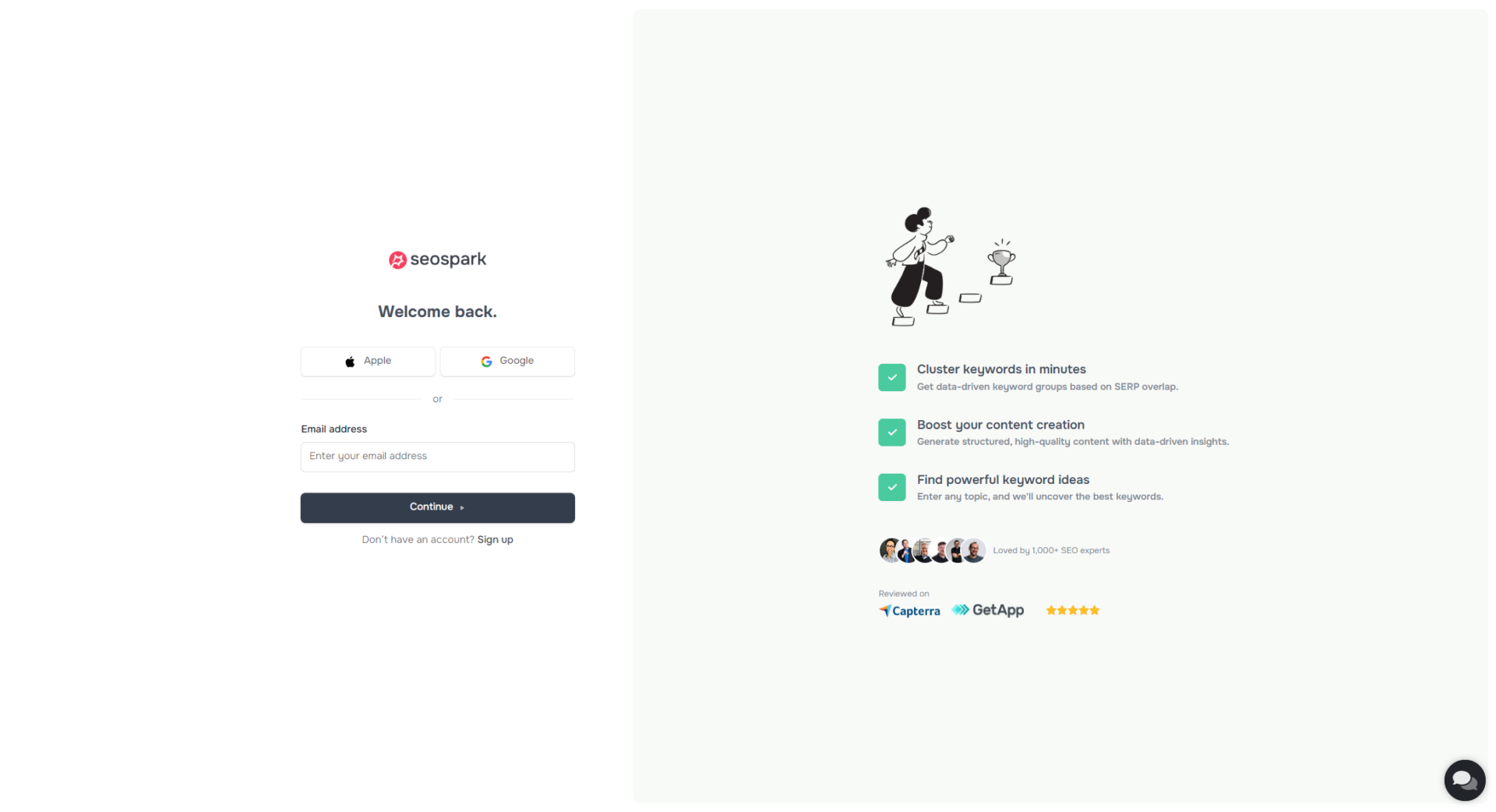 SEOSPARK.IO注册登录页