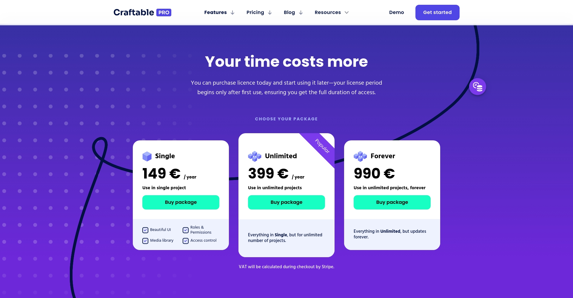 Craftable PRO 价格页面截图