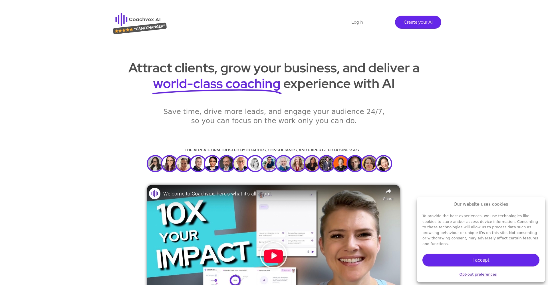 Coachvox AI 官网界面