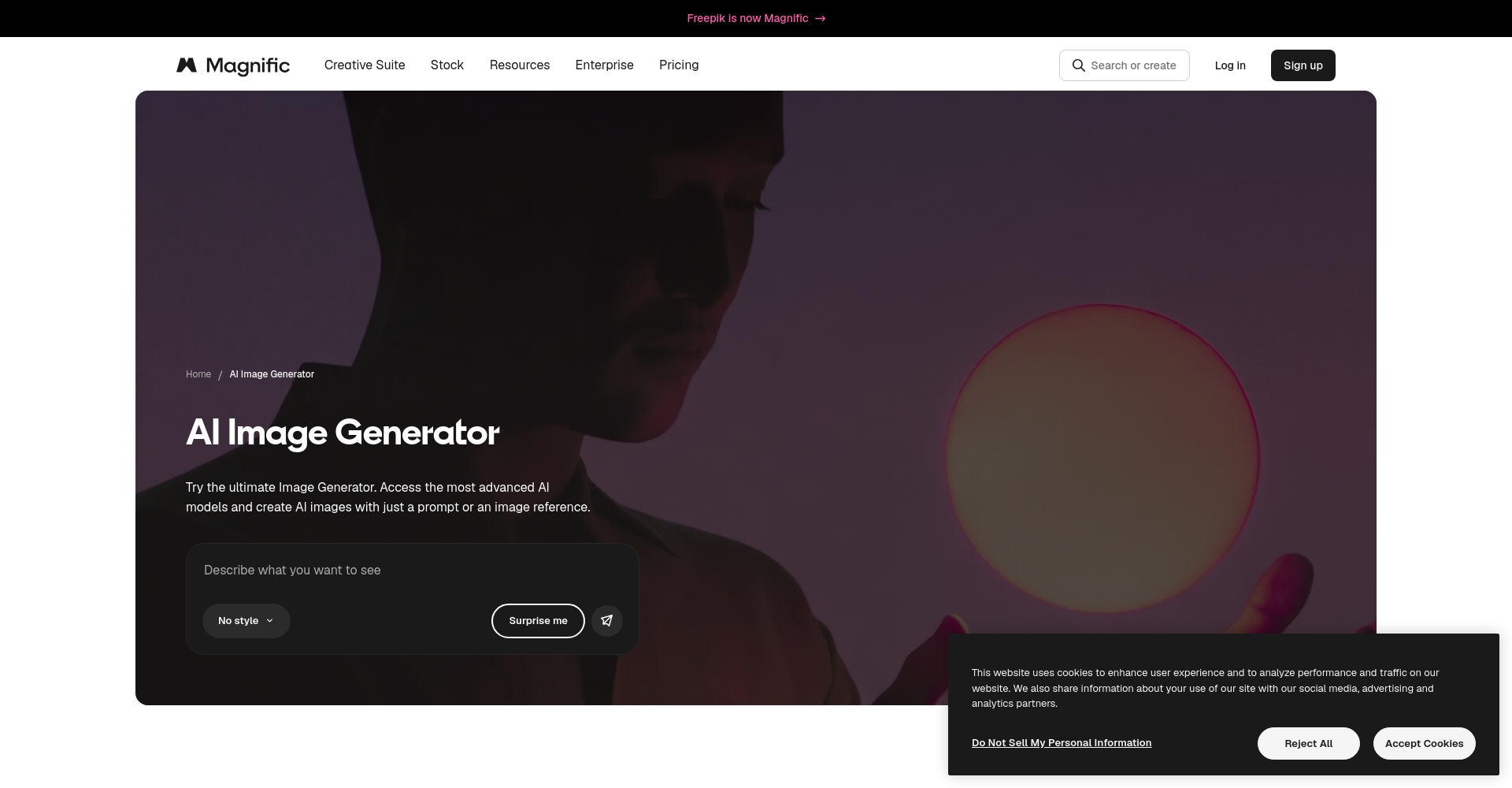 Freepik AI Suite 生成图片界面
