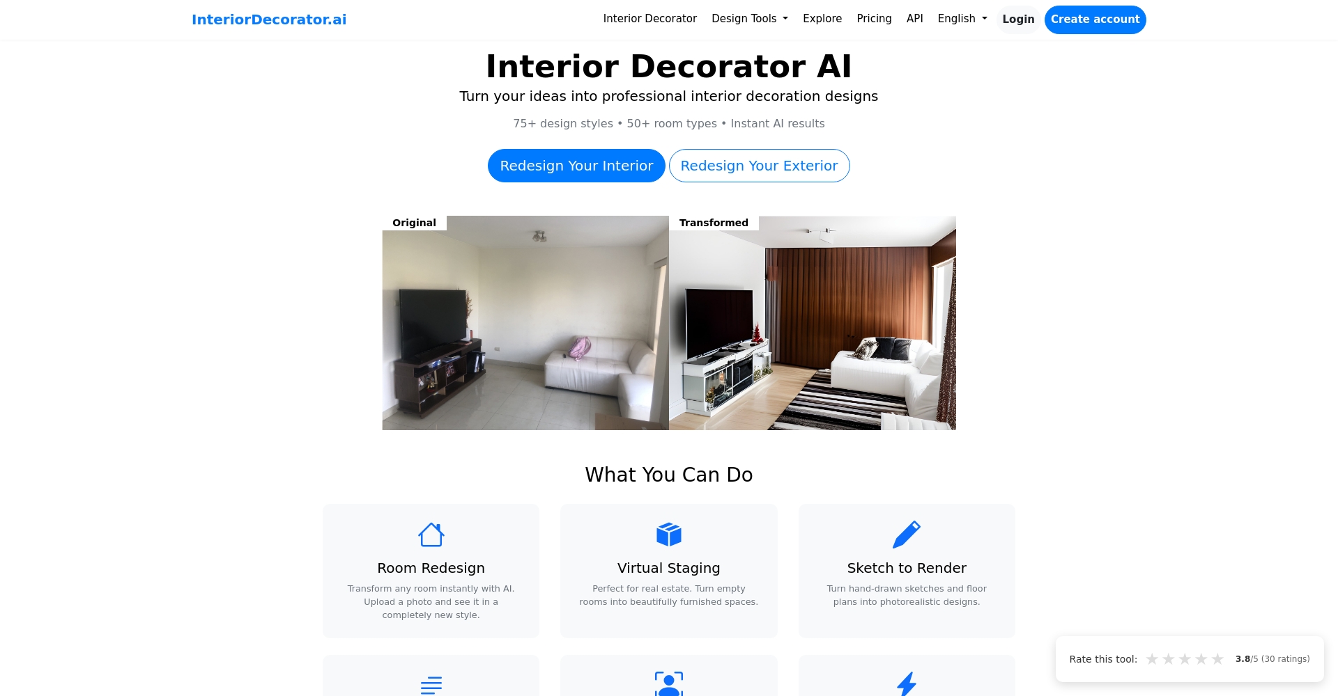 InteriorDecorator.ai官方网站首页截图