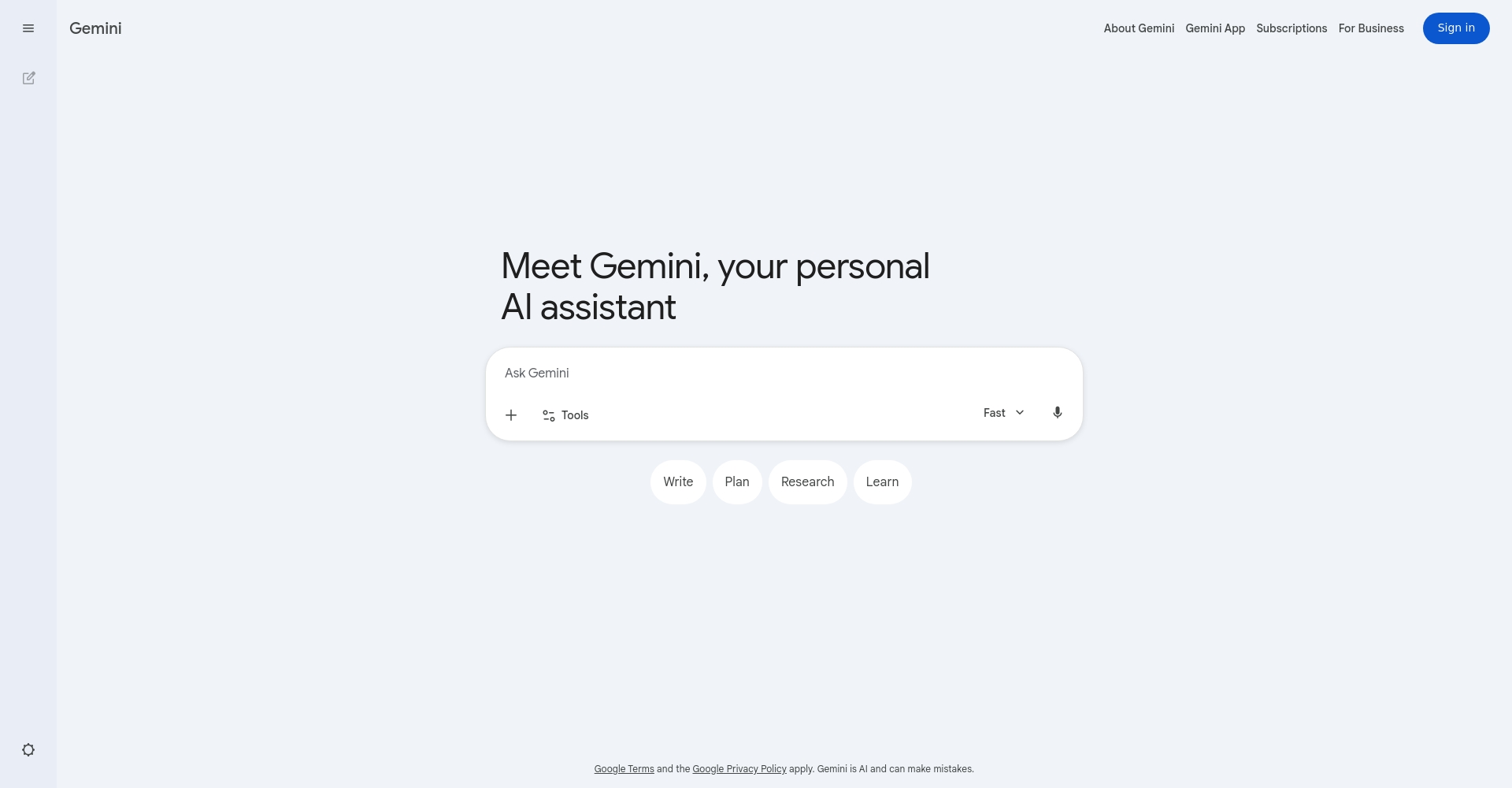 谷歌Gemini界面截图