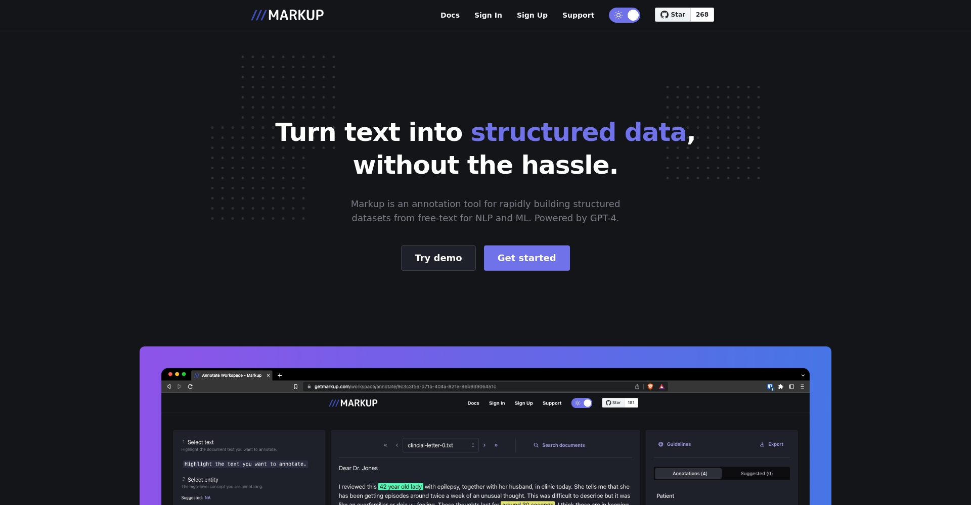 Markup官网首页界面