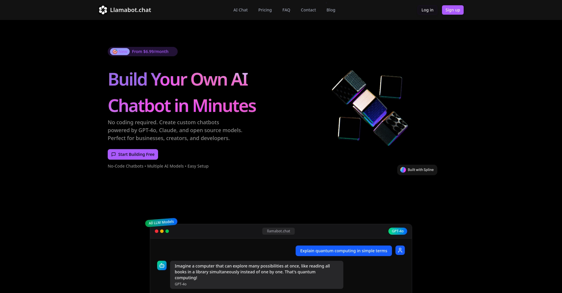 LLAMABOT 官网首页截图