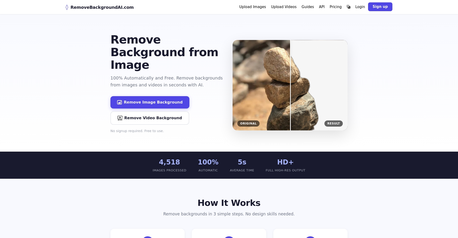 RemoveBackgroundAI.com首页截图