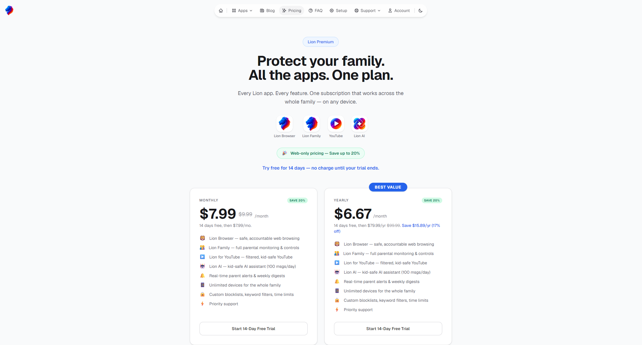 Lion Accountability价格方案页