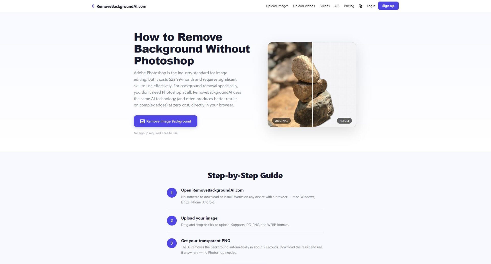 photoshop vs RemoveBackgroundAI.com专业对比